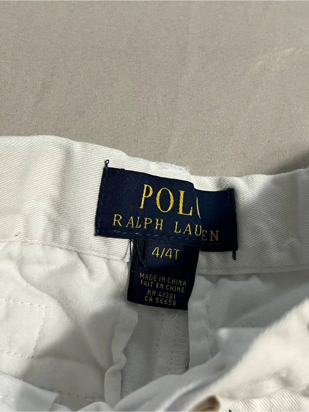 Ralph Lauren White Shorts with Navy Logo Tag Boys Size 4T